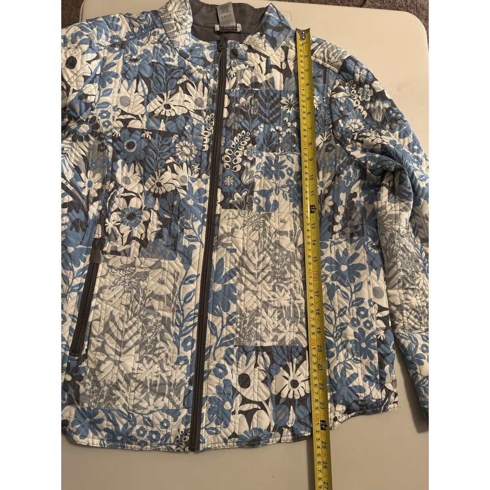 Multiples Quilted Blue Floral Zip Jacket M - Picture 7 of 16